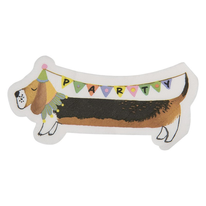 Papierservietten 20er-Set Formserviette Dackel Party Wimpelkette Bunt von Clayre & Eef (73190)