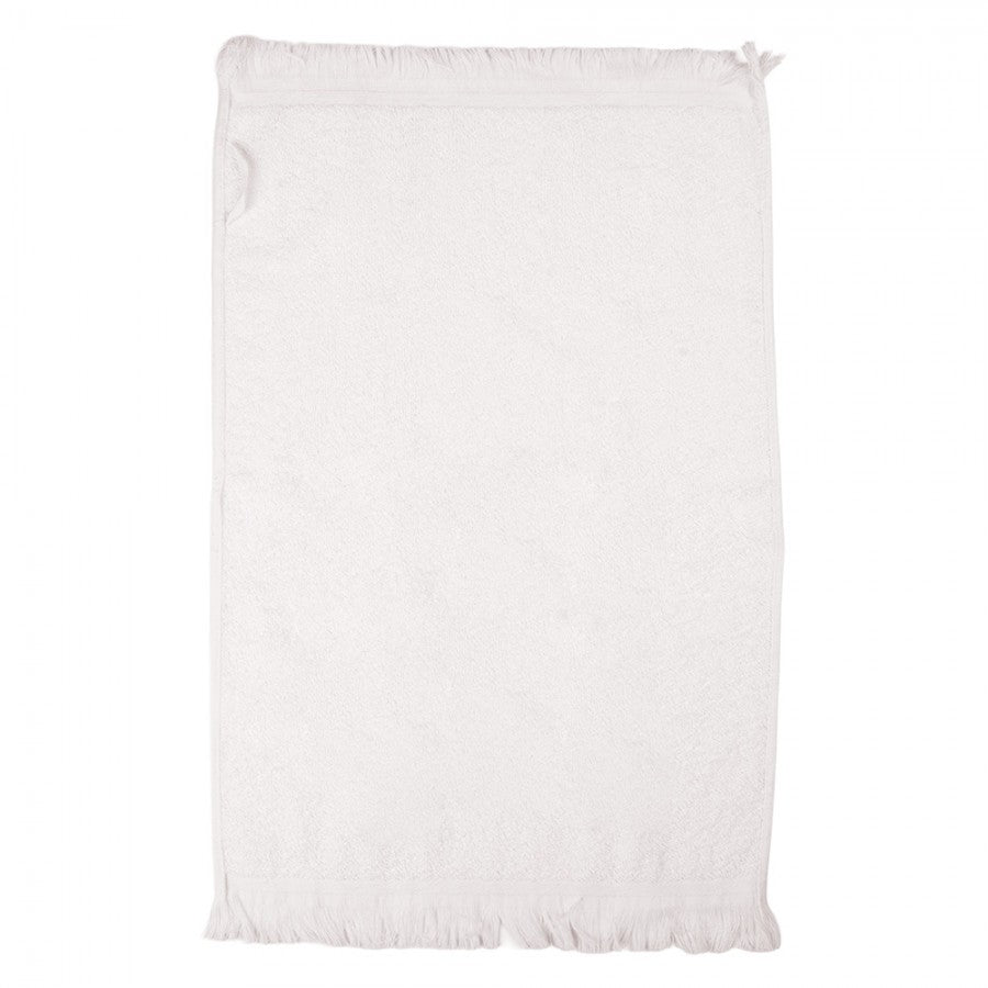 Landhaus-Gästehandtuch Rautenmuster Herzen & Schleifen Rosa-Weiß 100 % Baumwolle mit Fransen 40x66 cm von Clayre & Eef (CT037)