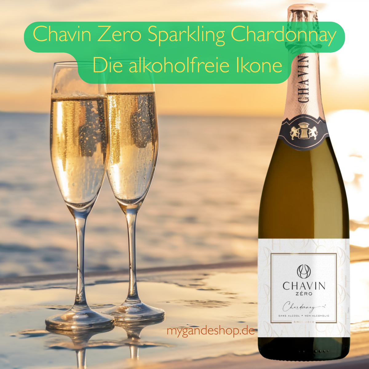 Chavin Zero Sparkling Chardonnay 0,0 % Alkoholfreier Schaumwein 0,75 l – Französischer Premium Bio-Sekt