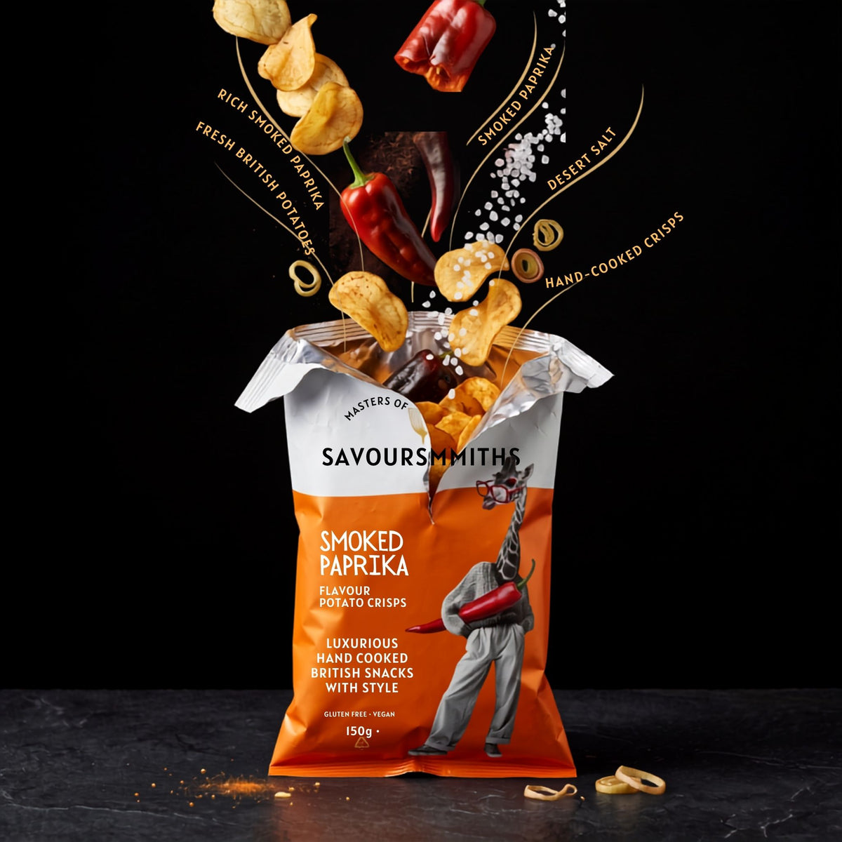 Savoursmiths Smoked Paprika Gourmet Kartoffelchips 150g – Vegan & Glutenfrei