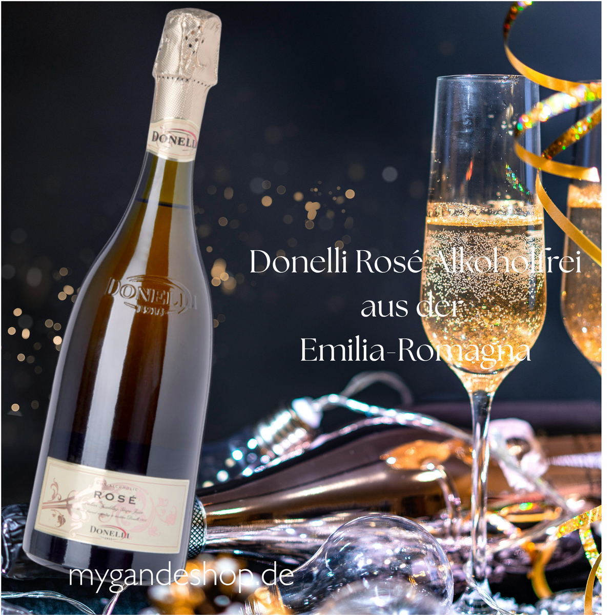 Donelli Rosé Alkoholfreier Spumante 0,75 l – Italienischer Rosé-Schaumwein aus Modena