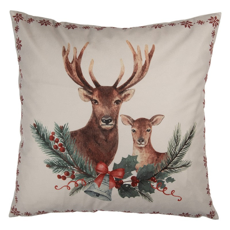Clayre & Eef Dekokissen Hirschpaar mit Dekozweig Landhaus 45 × 45 × 4 cm (KG023.127)
