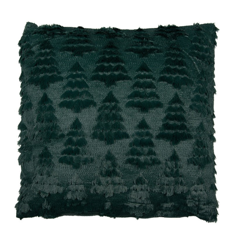 Strukturkissen gefüllt Tannenbaum Relief Scherli Grün 45x45x4 cm von Clayre & Eef (KG023.128)
