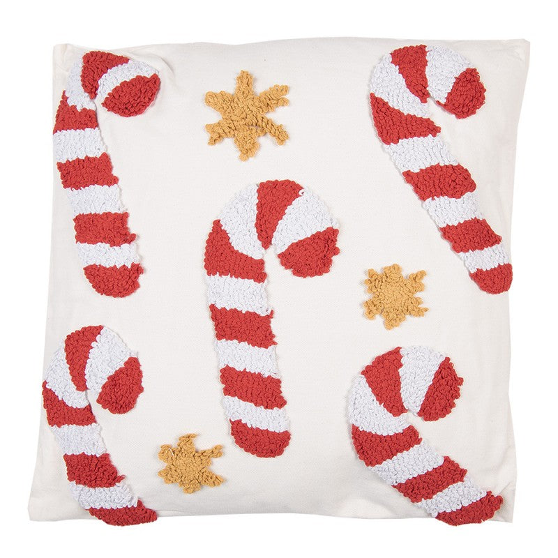 Clayre & Eef Dekokissen Zuckerstangen & Sterne Tufting 45 × 45 × 4 cm (KG023.134)