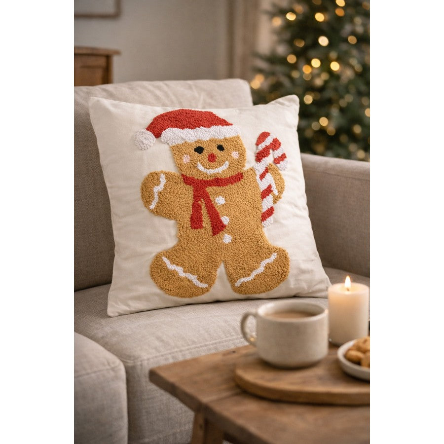 Clayre & Eef Dekokissen Lebkuchenmann Gingerbread Tufting 45 × 45 × 4 cm (KG023.140)