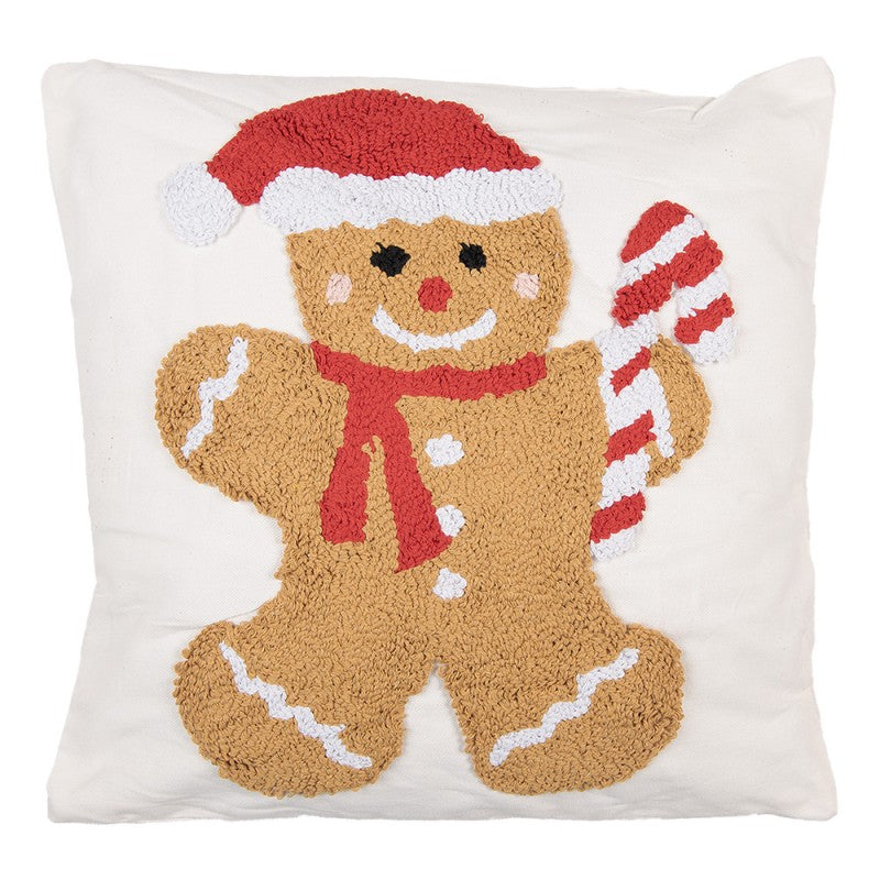 Clayre & Eef Dekokissen Lebkuchenmann Gingerbread Tufting 45 × 45 × 4 cm (KG023.140)