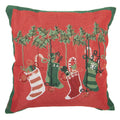 Jacquard Kissen gefüllt Weihnachtsstrümpfe Rot-Grün 44x44x4 cm von Clayre & Eef (KG023.144)