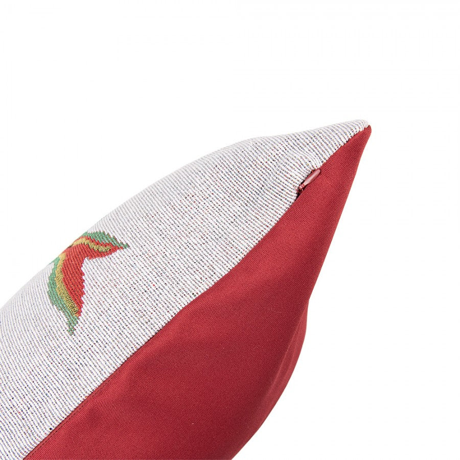 Jacquard Kissen gefüllt Festkranz Rot-Grün-Beige 44x44x4 cm von Clayre & Eef (KG023.146)