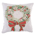 Jacquard Kissen gefüllt Festkranz Rot-Grün-Beige 44x44x4 cm von Clayre & Eef (KG023.146)