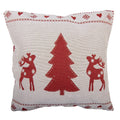 Jacquard Kissen gefüllt Tannenbaum Hirsche Rentiere Rot-Beige 44x44x4 cm von Clayre & Eef (KG023.148)