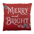 Jacquard Kissen gefüllt Merry & Bright Schriftzug Rot 44x44x4 cm von Clayre & Eef (KG023.149)