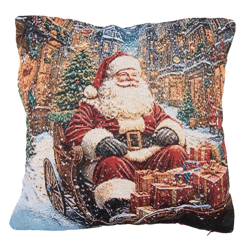 Jacquard Kissen gefüllt Weihnachtsmann auf Schlitten Multi 44x44x4 cm von Clayre & Eef (KG023.150)