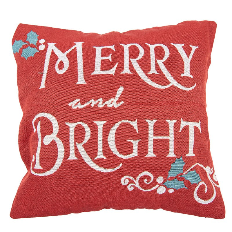 Jacquard Kissen gefüllt Merry & Bright Festtagsrot Rot 44x44x4 cm von Clayre & Eef (KG023.152)