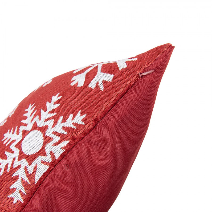 Jacquard Kissen gefüllt Eisblumen Sterne Rot 44x44x4 cm von Clayre & Eef (KG023.154)