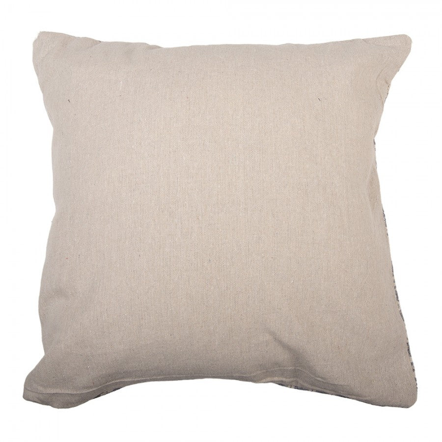 Jacquard Kissen gefüllt Nordisch Rentiere Sterne Tannenbäume Beige-Blau 44x44x4 cm von Clayre & Eef (KG023.156)