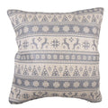 Jacquard Kissen gefüllt Nordisch Rentiere Sterne Tannenbäume Beige-Blau 44x44x4 cm von Clayre & Eef (KG023.156)