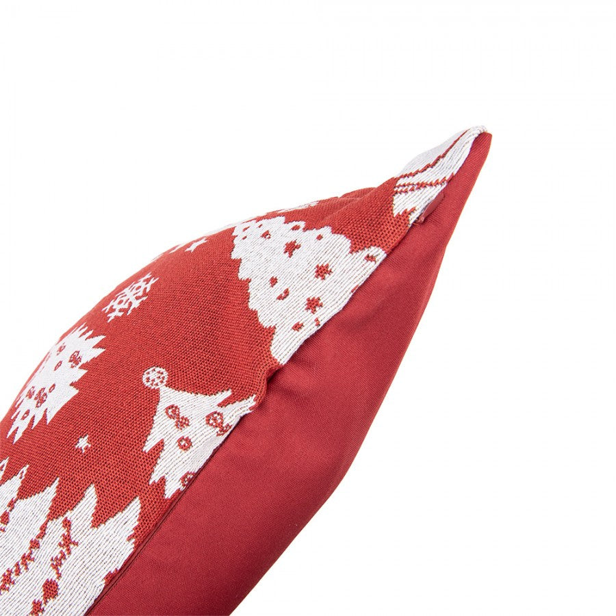 Jacquard Kissen gefüllt Tannenbäume Rot 44x44x4 cm von Clayre & Eef (KG023.157)
