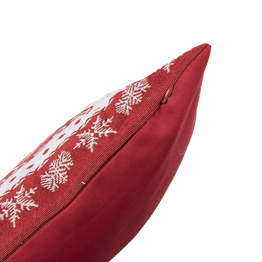 Jacquard Kissen gefüllt Eisblumen Sterne Rot-Weiß 45x45x4 cm von Clayre & Eef (KG023.161)