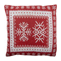 Jacquard Kissen gefüllt Eisblumen Sterne Rot-Weiß 45x45x4 cm von Clayre & Eef (KG023.161)