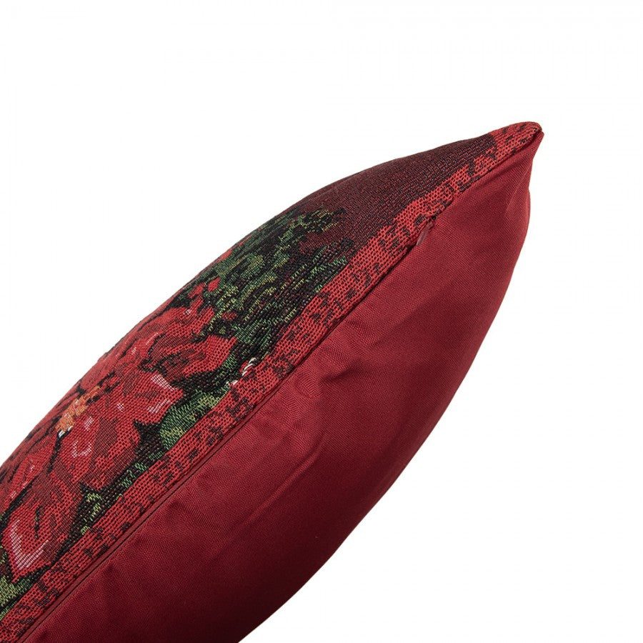 Jacquard Kissen gefüllt Christstern Festtagsrot Rot 45x45x4 cm von Clayre & Eef (KG023.163)