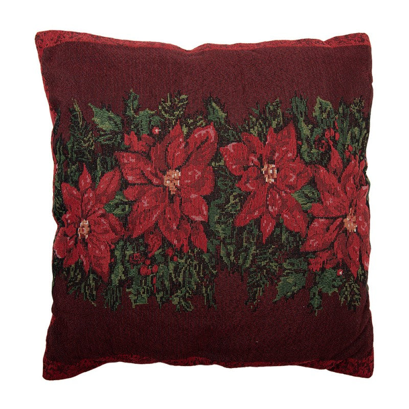 Jacquard Kissen gefüllt Christstern Festtagsrot Rot 45x45x4 cm von Clayre & Eef (KG023.163)
