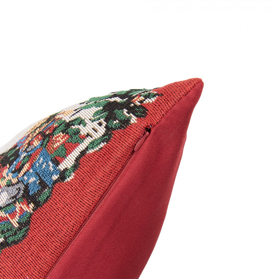 Jacquard Kissen gefüllt Tannenbaum mit Geschenken Beige-Multi 45x45x4 cm von Clayre & Eef (KG023.164)