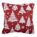 Jacquard Kissen gefüllt Winterwald Tannenbäume Rot-Weiß 45x45x4 cm von Clayre & Eef (KG023.166)