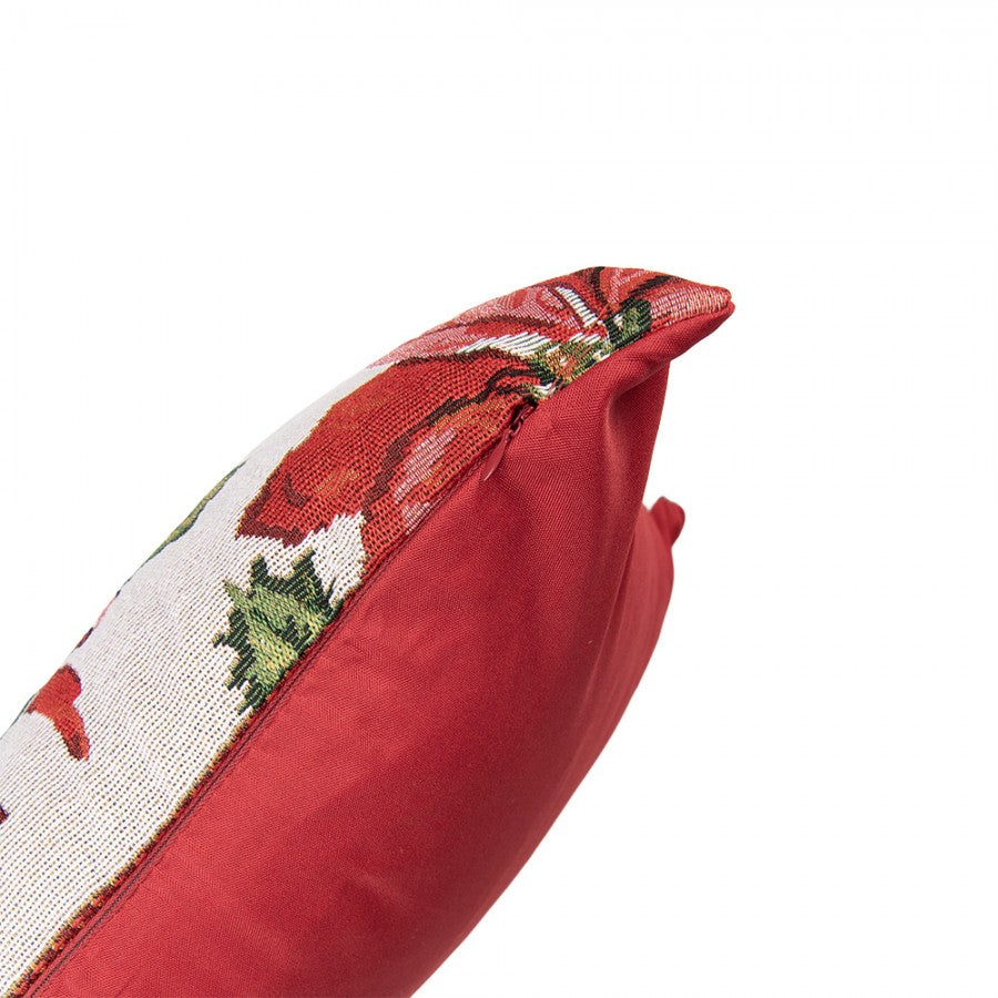 Jacquard Kissen gefüllt Christstern Beige-Rot 45x45x4 cm von Clayre & Eef (KG023.167)