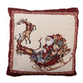 Jacquard Kissen gefüllt Weihnachtsmann mit Schlitten & Rentieren Beige-Multi 45x45x4 cm von Clayre & Eef (KG023.168)