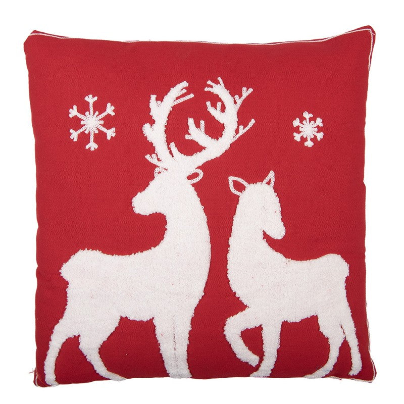 Clayre & Eef Dekokissen Hirschpaar mit Schneeflocken 3D-Tufting & Stickerei 45 × 5 × 45 cm (KG023.170)