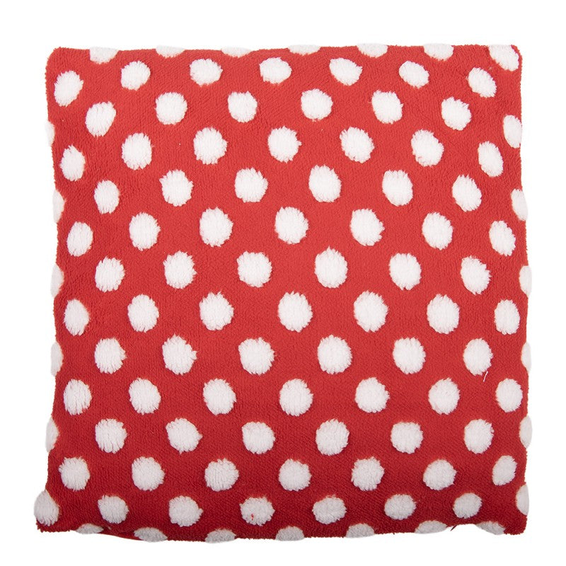 Strukturkissen gefüllt 3D Dots Noppen Scherli Rot-Weiß 45x45x5 cm von Clayre & Eef (KG023.174)