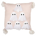 Clayre & Eef Dekokissen Gespenster Spooky Chic 3D-Tüll-Überwurf & Bestickte Geister-Quasten 40 × 40 × 10 cm (KG023.185)