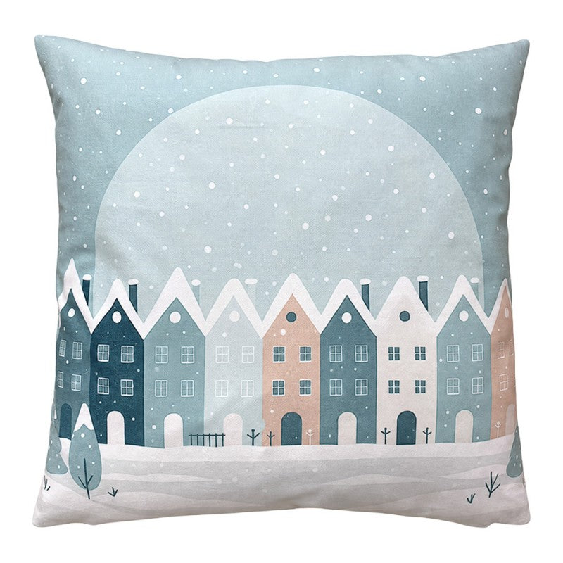 Clayre & Eef Dekokissen Winterlandschaft Häuserzeile Skandinavisch 45 × 45 × 4 cm (KG023.188)