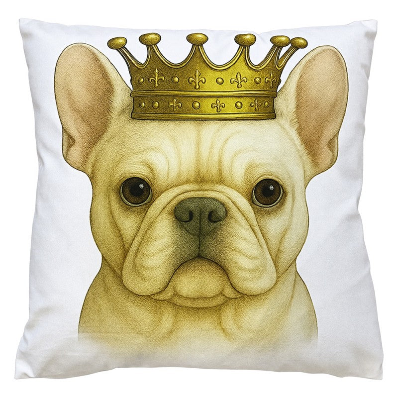 Clayre & Eef Dekokissen Französische Bulldogge mit Krone 45 × 45 × 4 cm (KG023.194)