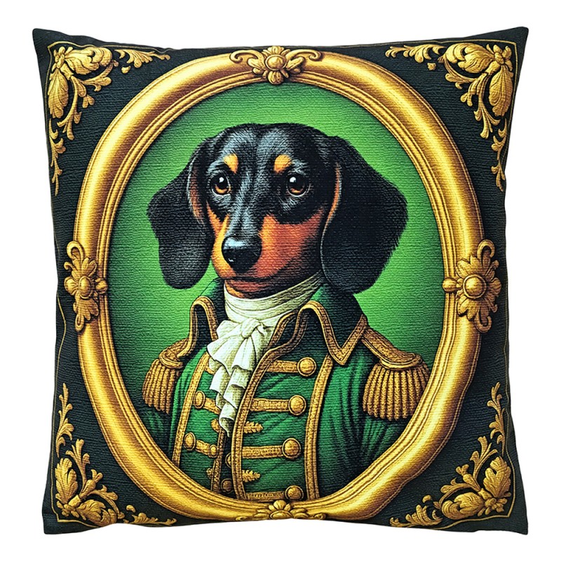 Clayre & Eef Dekokissen Dackel als Adelsgemälde Stil Thierry Poncelet 45 × 45 × 4 cm (KG023.198)