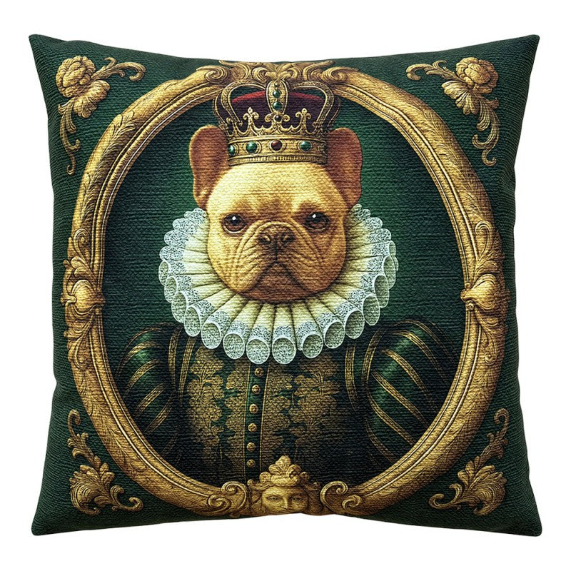 Clayre & Eef Dekokissen Bulldogge mit Krone Adelsgemälde Stil Thierry Poncelet 45 × 45 × 4 cm (KG023.199)