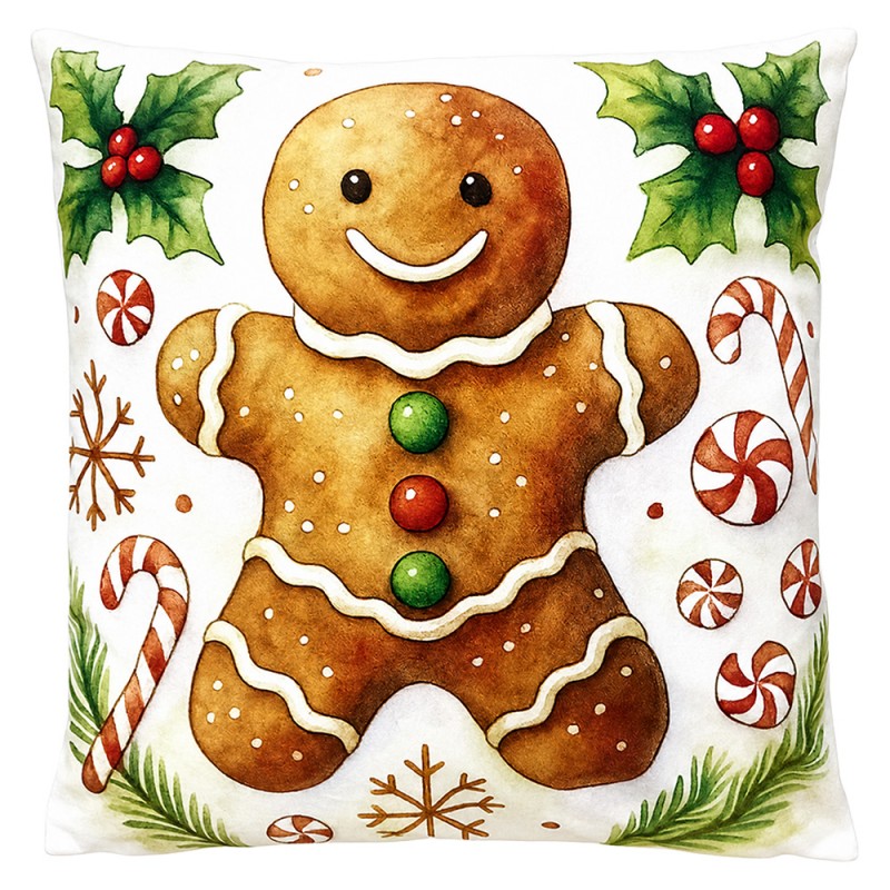 Clayre & Eef Dekokissen Pfefferkuchenmann Gingerbread 45 × 45 × 4 cm (KG023.207)