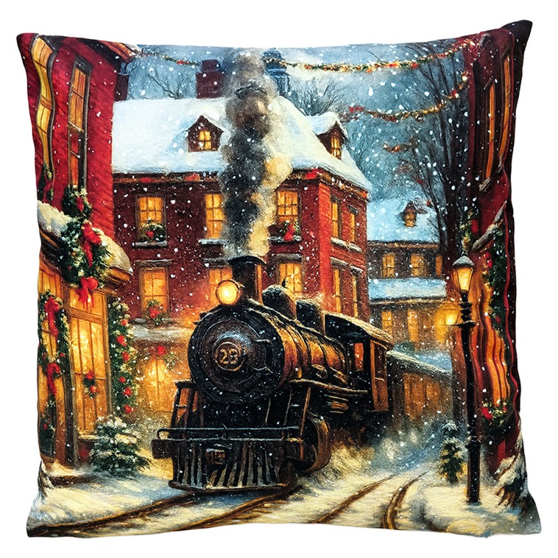 Clayre & Eef Dekokissen Zug durch winterliche Stadt Nostalgie 45 × 45 × 4 cm (KG023.209)
