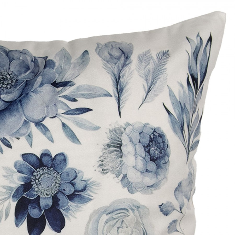 Clayre & Eef Dekokissen Florale Blütenpracht Porzellan-Stil Weiß-Blau 45 × 45 × 4 cm (KG023.212)