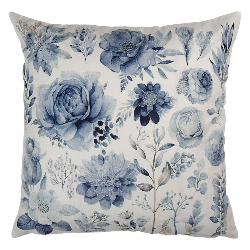 Clayre & Eef Dekokissen Florale Blütenpracht Porzellan-Stil Weiß-Blau 45 × 45 × 4 cm (KG023.212)