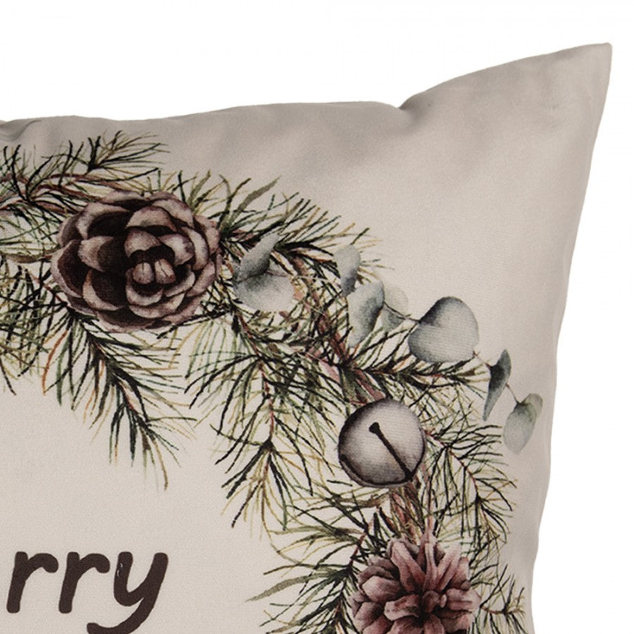 Clayre & Eef Dekokissen Weihnachtskranz Merry Christmas Schriftzug 45 × 45 × 4 cm (KG023.216)
