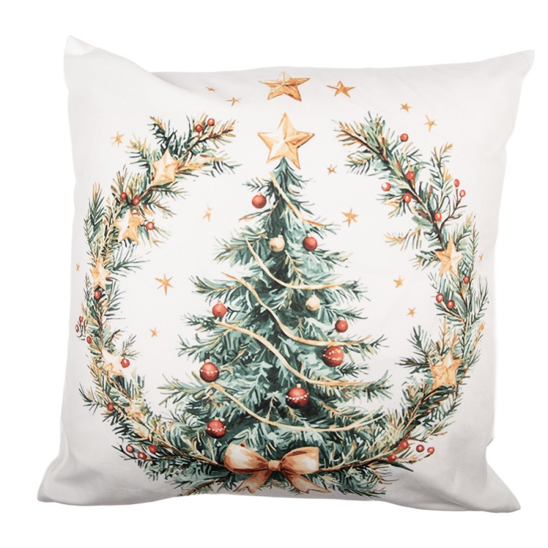 Clayre & Eef Dekokissen Weihnachtsbaum im Tannenranz Festliches Motiv 45 × 45 × 4 cm (KG023.218)