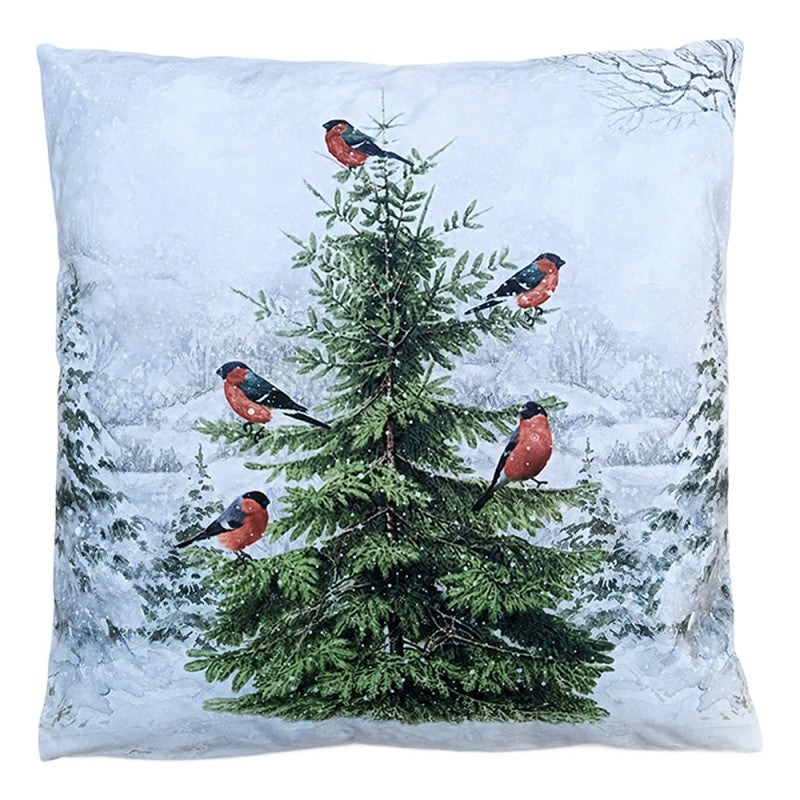 Clayre & Eef Dekokissen Winterlandschaft Verschneiter Tannenbaum & Rotkehlchen 45 × 45 × 4 cm (KG023.219)
