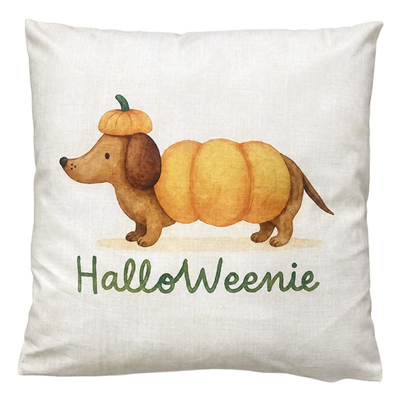 Clayre & Eef Dekokissen Halloween Dackel im Kürbis-Kostüm 'Helloweenie' 45 × 45 × 4 cm (KG023.223)