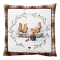 Clayre & Eef Dekokissen Eichhörnchen im Herbstwald mit Karorand 45 × 45 × 4 cm (KG023.225)