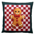 Clayre & Eef Dekokissen Lebkuchenmann Gingerbread auf Rot-Weiß-Karo 45 × 45 × 4 cm (KG023.227)