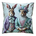 Clayre & Eef Dekokissen Hasenpaar im historischen Biedermeier-Adelsgewand Gobelin Jacquard 45 × 45 × 4 cm (KG023.232)