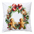 Clayre & Eef Dekokissen Lebkuchenmänner Gingerbread im Weihnachtskranz 45 × 45 × 4 cm (KG023.240)