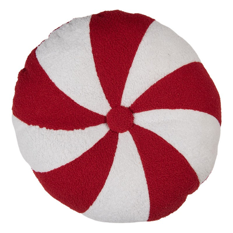 Clayre & Eef Dekokissen Rundes Bonbon-Kissen Candy Swirl Teddyfell mit Zierknopf Ø 45 × 7 cm (KG033.010)