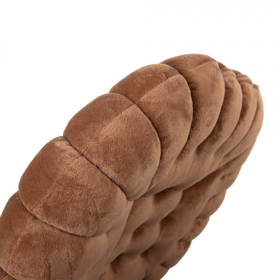 Samtkissen gefüllt Keks-Optik Blütensteppung Braun Ø 38x5 cm von Clayre & Eef (KG033.012)